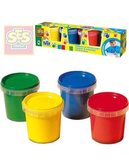 SES CREATIVE Baby moje první barvy prstové set 4 tuby 150ml smývatelné