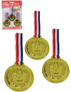 SIMBA Dětská zlatá medaile 6cm trikolora set 3ks na kartě plast