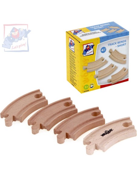 WOODY DŘEVO Kolej zatáčka krátká set 4ks příslušenství k vláčkodráze