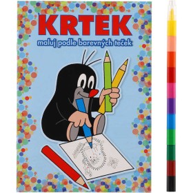 AKIM Maluj podle barevných teček Krtek (Krteček) omalovánky s voskovkami