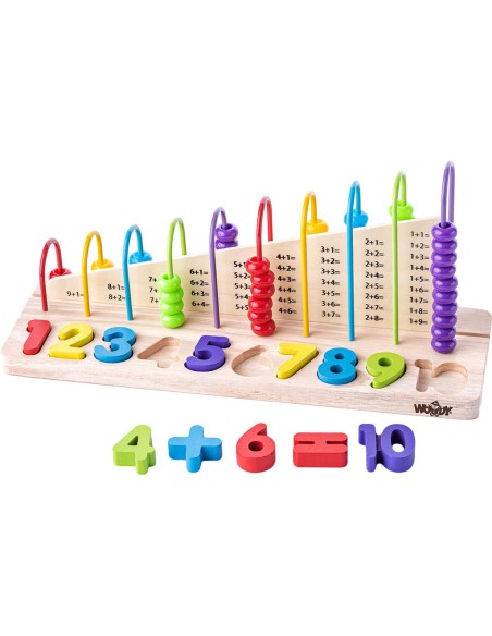 WOODY DŘEVO Počítadlo překlápěcí s příklady *DŘEVĚNÉ HRAČKY*