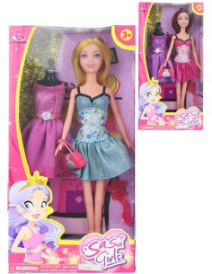 Panenka fashion 30cm set s náhradními šaty a módními doplňky 2 druhy