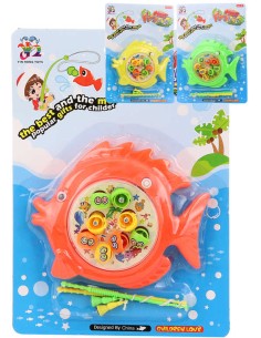 Hra malý rybář dětský rybolov 14x11cm set se 2 udicemi na natažení 3 barvy