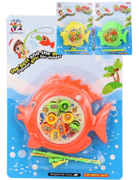 Hra malý rybář dětský rybolov 14x11cm set se 2 udicemi na natažení 3 barvy