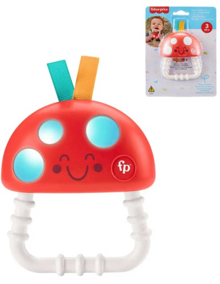 FISHER PRICE Baby kousátko chrastítko muchomůrka pro miminko na baterie Světlo