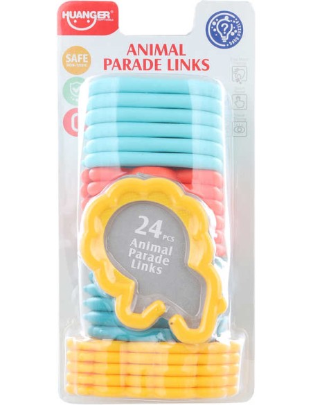 Řetěz baby zvířátka 24 dílků zábrana na kočárek pro miminko plast