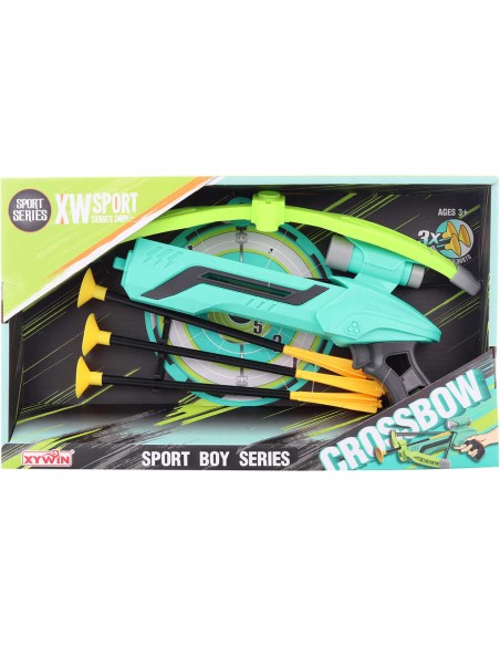 Kuše dětská barevná se zaměřovačem set se 3 soft šípy na přísavky