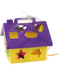 Vkládačka plastová set baby domeček s tvary v síťce pro miminko