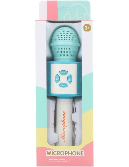 Mikrofon dětský na baterie modrý MP3 Světlo Zvuk plast v krabici