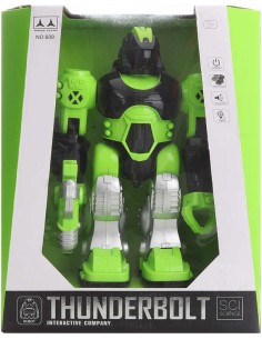 Robot zelený chodící 26cm pohybuje rukama na baterie Světlo Zvuk