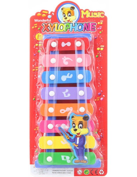 Xylofon dětský 27cm 8 kláves na kartě kov *HUDEBNÍ NÁSTROJE*