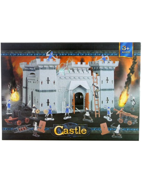 Hrad plastový 29cm herní set s figurkami rytířů 6cm a zbraněmi v krabici