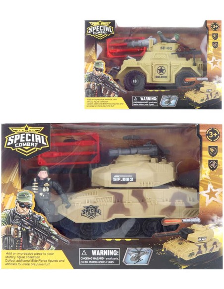 Vojenská sada obrněné army vozidlo s figurkou s funkčním dělem 2 druhy plast