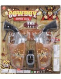 Pistole kovbojská set 2ks western sada v pouzdře s doplňky na baterie Zvuk