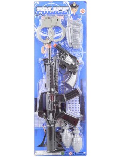 Samopal policejní sada s revolverem a doplňky plast na kartě