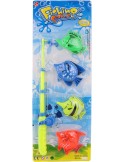 Hra Chytání rybiček set prut magnetický 37cm + 4 rybky plast na kartě
