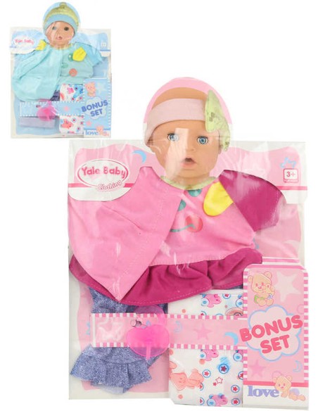 Oblečení pro panenku 40cm set s plínkami a dudlíkem 2 barvy