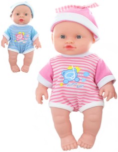 Panenka miminko 24cm v pyžámku tvrdé těličko na baterie v igelitu 2 barvy Zvuk