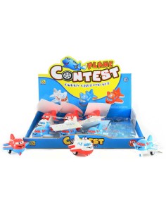 Letadlo baby veselé s obličejem 7cm natahovací 3 barvy plast