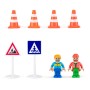 WOODY DŘEVO Stavební stroje set 4 autíčka se 2 figurkami doplněk k vláčkodráze