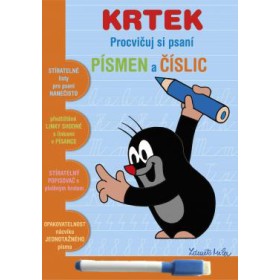 AKIM Psaní písmen a číslic Krtek (Krteček) stíratelný sešit s popisovačem 2