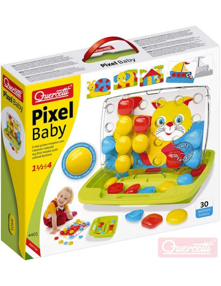 QUERCETTI Hra Baby Pixel Junior mozaika velké kloboučky se stojánkem cestovní