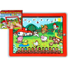 Tablet naučný interaktivní Moje první zvířátka 24x19cm na baterie Světlo Zvuk