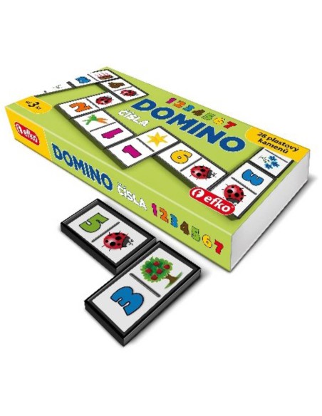 EFKO Hra Domino číslice obrázky a čísla 28 dílků pro malé děti v krabičce
