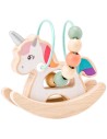 WOODY DŘEVO Jednorožec houpací provlékačka 2 barvy *DŘEVĚNÉ HRAČKY*