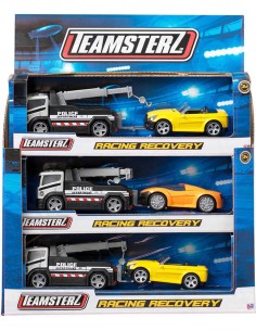 Teamsterz set vozidlo policejní odtahová služba + osobní auto 2 druhy kov