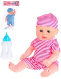 Panenka miminko 29cm pruhovaný obleček pije čůrá set s lahvičkou 2 barvy