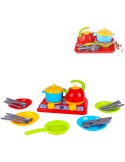 Nádobí dětské barevné set s vařičem 22ks plast v síťce