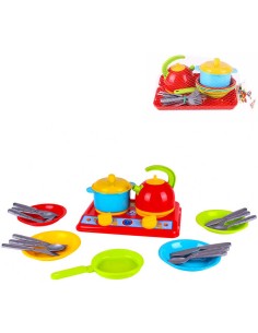 Nádobí dětské barevné set s vařičem 22ks plast v síťce