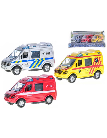 Auto záchranné složky kovové 8cm set 3ks zpětný chod blister