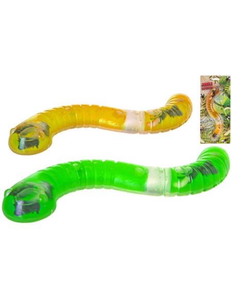 Zvířátko had gelový 25cm s larvami a hmyzem 2 barvy na kartě