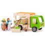 WOODY DŘEVO Auto přeprava koní funkční set se 2 koníky a figurkami