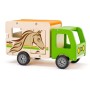 WOODY DŘEVO Auto přeprava koní funkční set se 2 koníky a figurkami