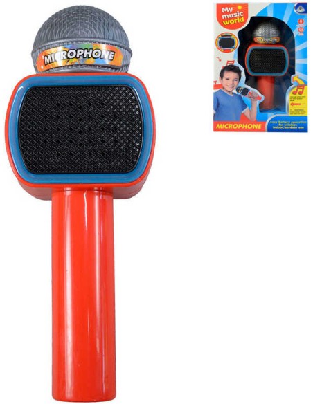 Mikrofon dětský karaoke s melodií na baterie LED Světlo Zvuk plast