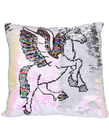 Polštářek pegas duhový 38x38cm flitrový třpytivý se změnou vzhledu