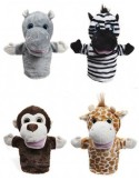 PLYŠ Maňásek divoká zvířátka 24cm loutka na prst 4 druhy
