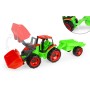 LENA GIGA TRUCKS Traktor s nákládací lžící funkční set s přívěsem na písek