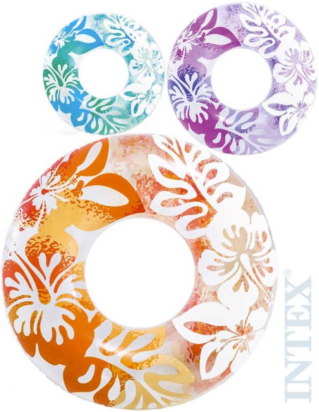 INTEX Kruh nafukovací 91cm plavací kolo do vody potisk květiny 3 barvy 59251
