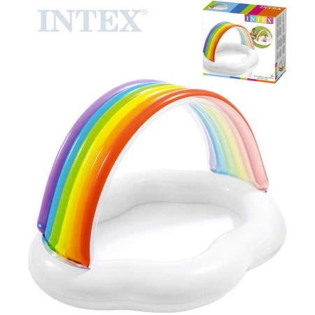 INTEX Baby bazének duhová stříška 142x119x84cm brouzdaliště obláček 57141