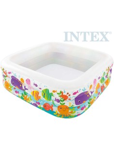 INTEX Bazén dětský nafukovací Oceán 159x159x50cm čtverec 3 komory