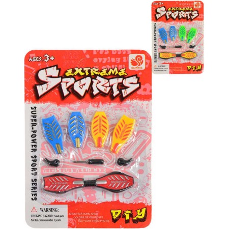 Skateboard prstový 9cm šroubovací set s nástrojem na kartě různé barvy plast