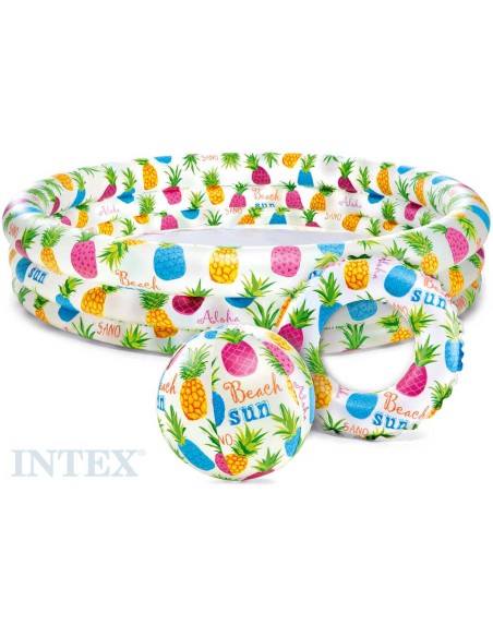 INTEX Nafukovací set bazén 132x28cm s míčem a plavacím kolem ananas do vody