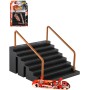 Skateboard prstový fingerboard herní set se schůdky a zábradlím na kartě