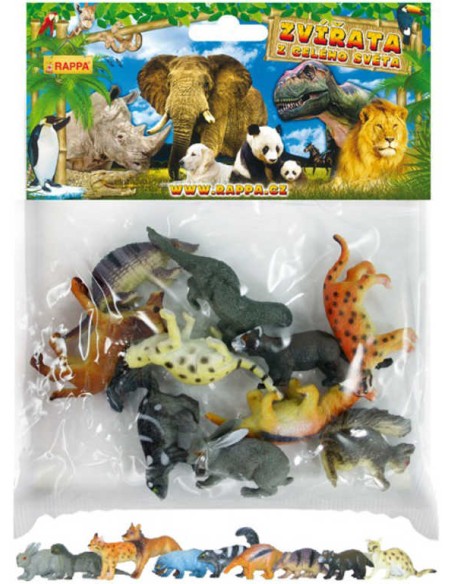 Zvířata divoká lesní 3-6cm plastové figurky zvířátka set 10ks v sáčku