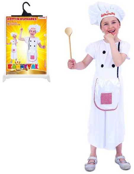 KARNEVAL Šaty kuchařka vel. M (116-128 cm) 6-8 let KOSTÝM