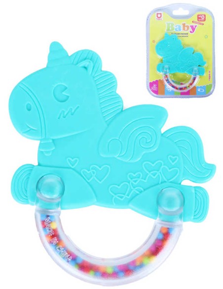 Chrastítko a kousátko baby dinosaurus plastové na kartě pro miminko